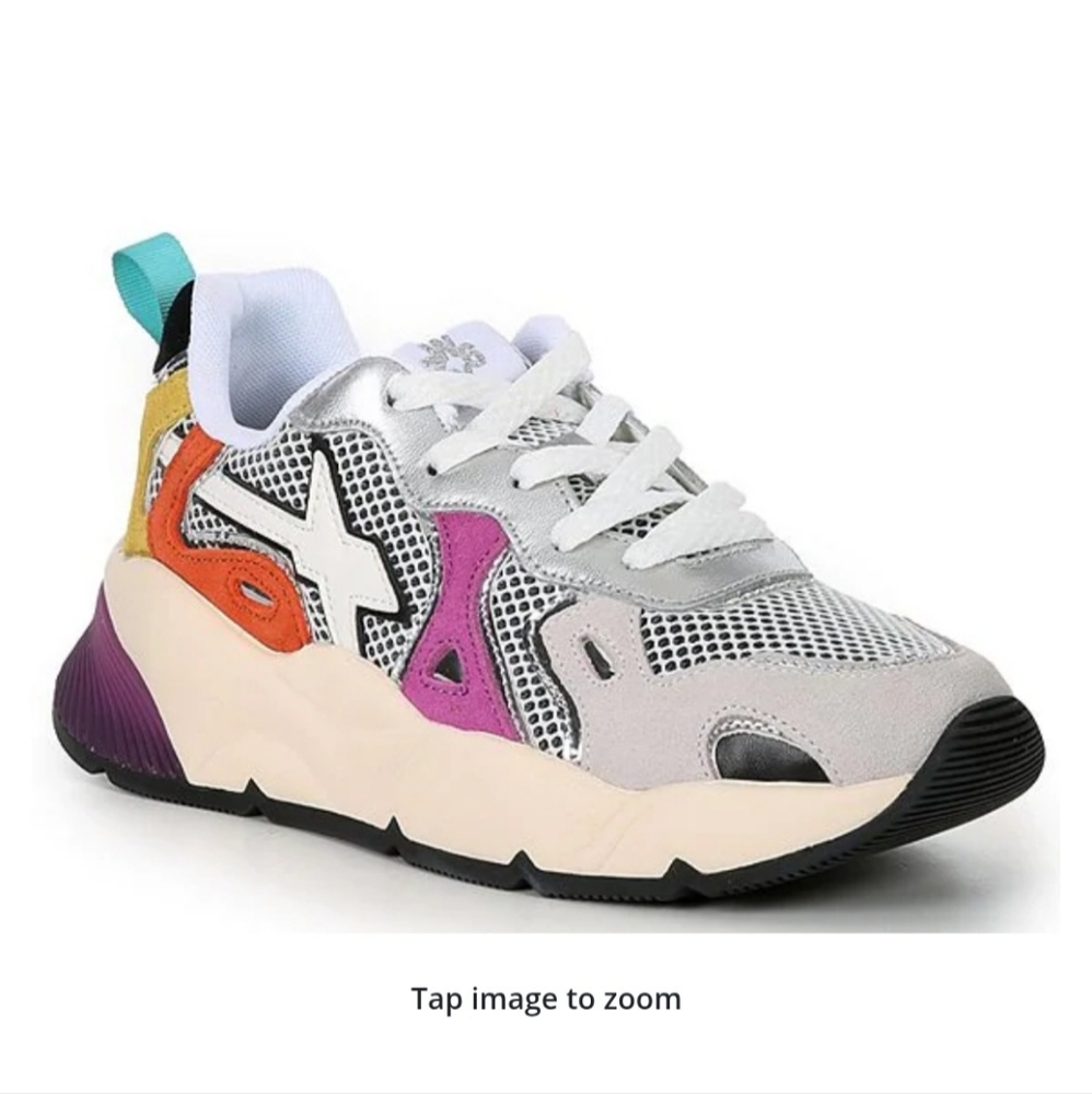 W6YZ Sarah Mesh and Suede Lace-Up Sneakers